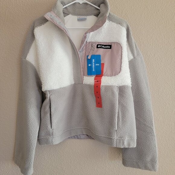 Columbia Lodge Sherpa Pullover in Dove Sea Salt Crushed Clay NWT - Picture 5 of 6